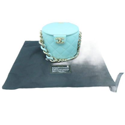 CHANEL Quilted CC GHW Chain Shoulder Bag Lambskin Leather Light Blue