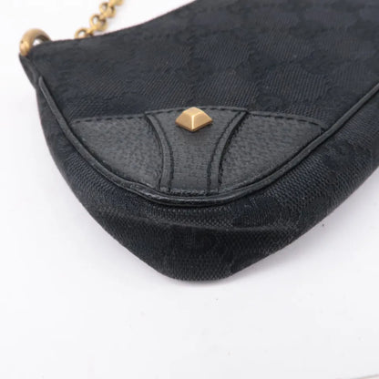 GUCCI Chain Hand Bag Pouch Black GG