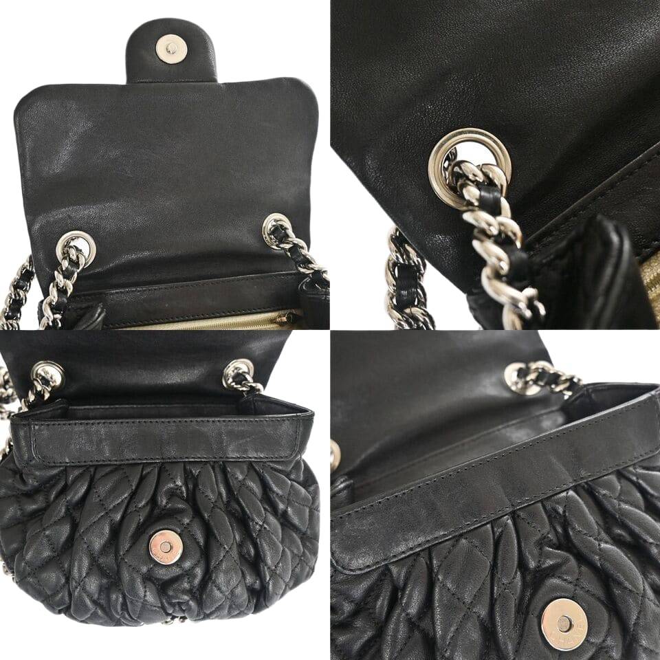 CHANEL CC Chain Around Mini Matelasse Shoulder Bag Leather Black