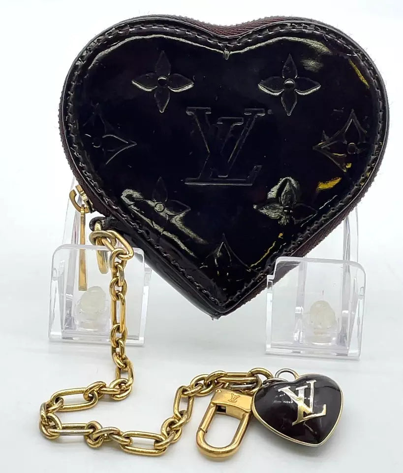 Louis Vuitton Porto Monnaie Coeur Heart Coin Case In Amarante Vernis