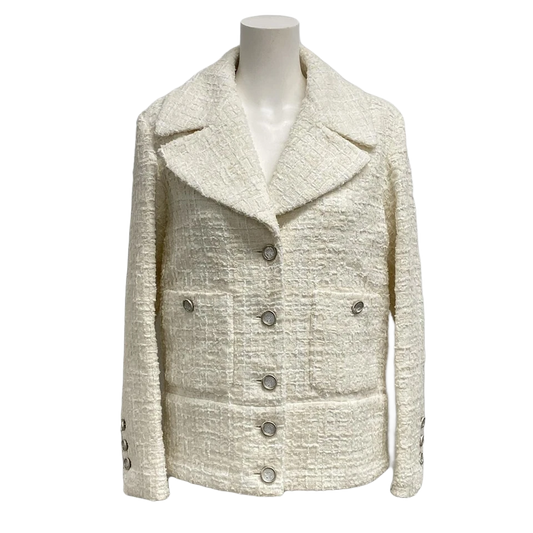 CHANEL Cream White Cotton Polyester Women's Jacket