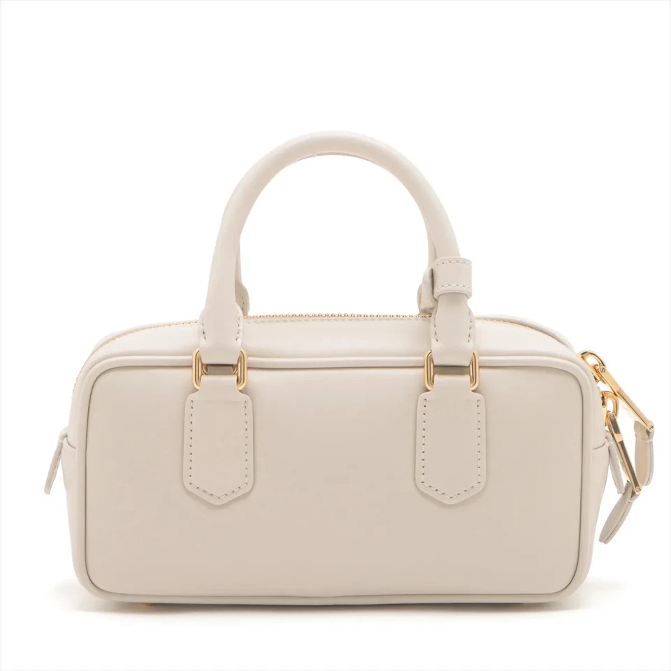Miu Miu Arkady Leather 2 Way Handbag Beige