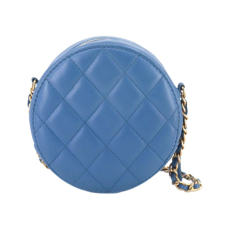 CHANEL Matelasse Mini Classic Chain Shoulder Bag Leather Blue