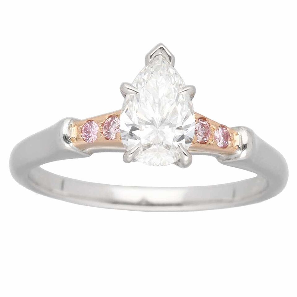 Harry Winston Pear-Shaped Diamond and Pink Diamond Tryst Ring