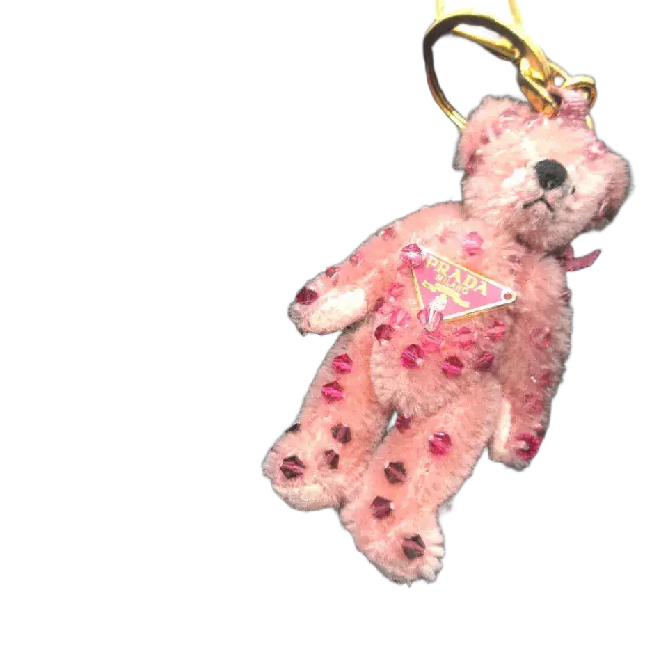PRADA Bear Rhinestone Charm Key Holder – Pink Acrylic