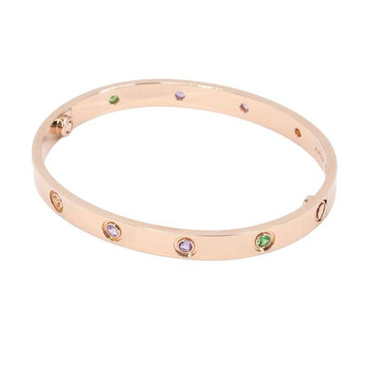 Cartier Love Bracelet New Model #18 in K18 Pink Gold with Multi-color Stones