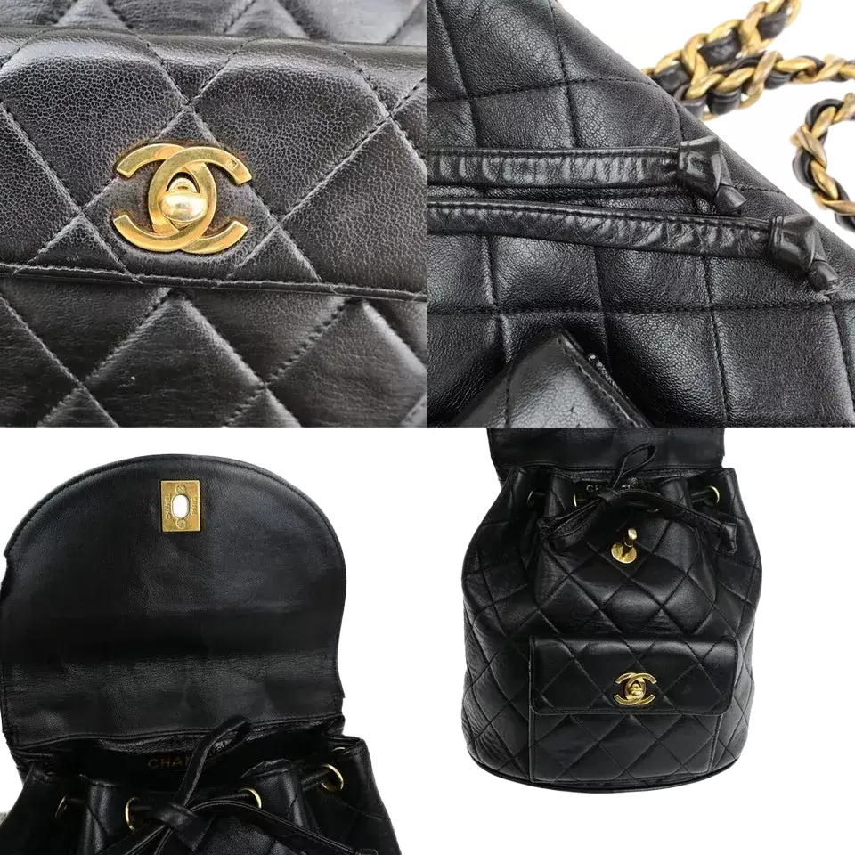 CHANEL CC Logo Matelasse Chain Backpack Bag – Black Leather