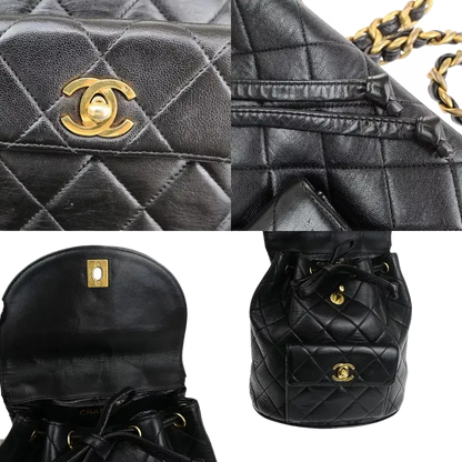 CHANEL CC Logo Matelasse Chain Backpack Bag – Black Leather