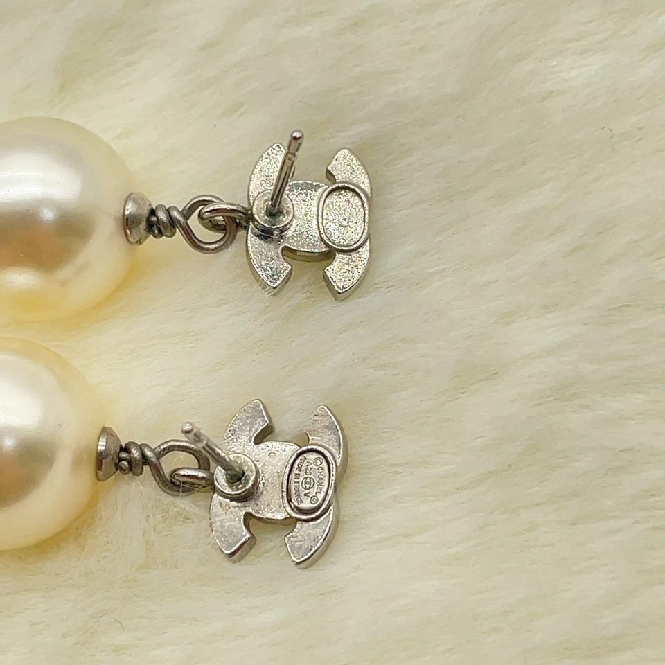Chanel Coco Mark Swing Pearl & Rhinestone Earrings