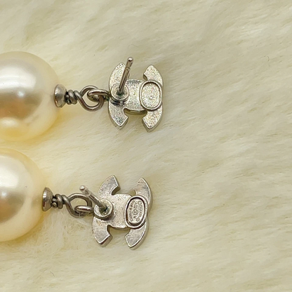 Chanel Coco Mark Swing Pearl & Rhinestone Earrings
