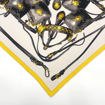 Hermès Carré 90 Brides Rebelles Scarf in Grey x Multicolor Silk