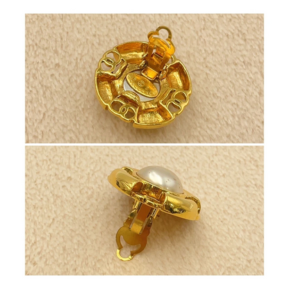 Chanel Coco Faux Pearl Earrings in Gold-Tone Metal (29 Engraved)