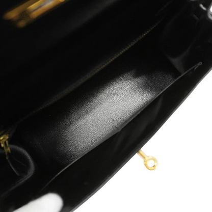 HERMES Kelly 28 Box Calf Handbag Black Circle R (1988)