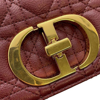 Dior Caro Canage Chain Shoulder Bag Size Medium Leather Bordeaux