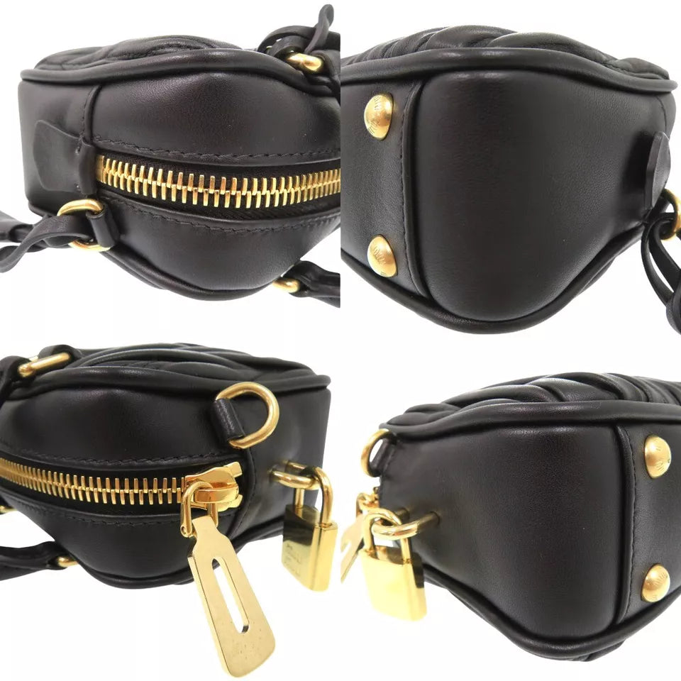 MIUMIU Arkady Matelassé Shoulder Bag – Black Leather