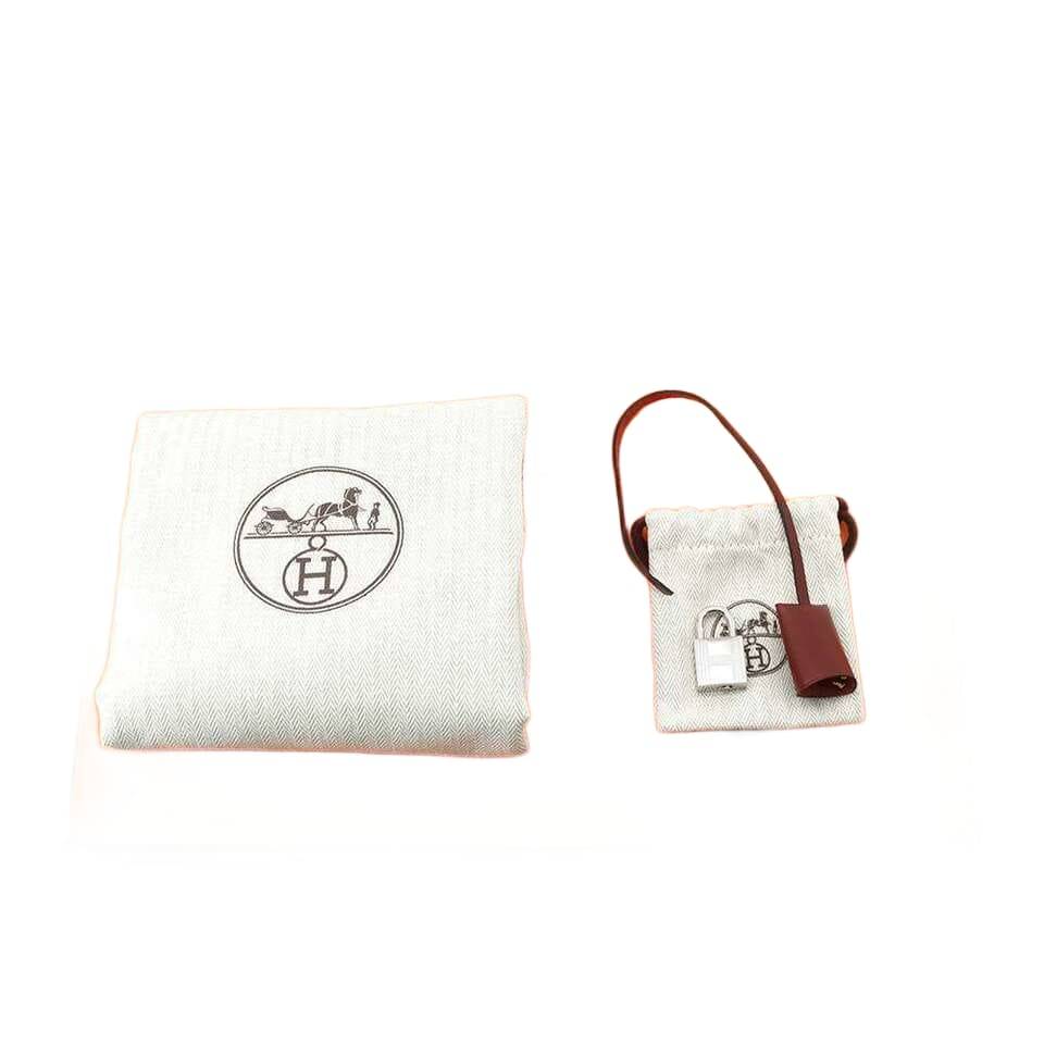 HERMES Herbag zip Size PM Toile Offiche / Vache Hunter Leather Rouge Piment/Rouge H