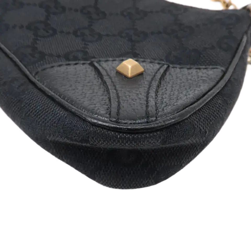 GUCCI Chain Hand Bag Pouch Black GG