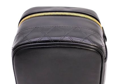 Chanel Matelassé Vanity Bag in Black Leather (Vintage)