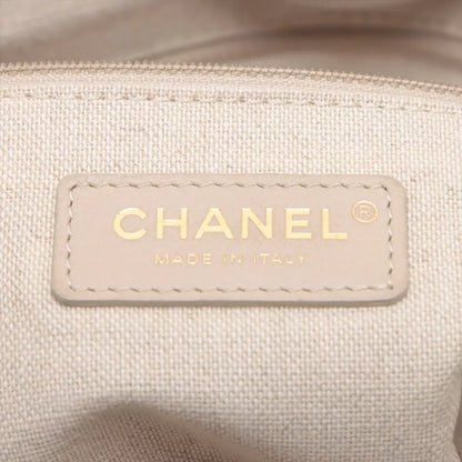 Auth Chanel Tote Bag In Beige Canvas & Leather