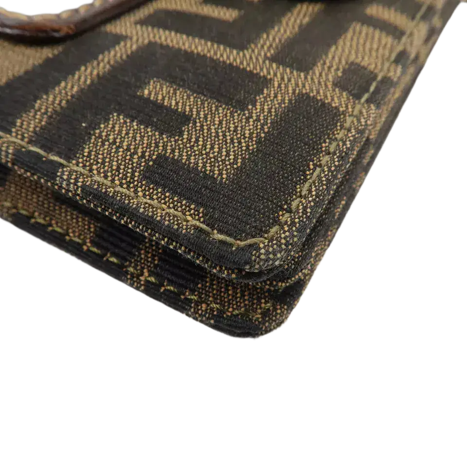 FENDI Zucca Canvas Leather Shoulder Bag