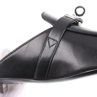 Hermès Oz Leather Mule 38 Ladies' Black Kelly Metal Fittings