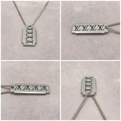 Louis Vuitton Collier Plaque Multi LV Necklace in Silver
