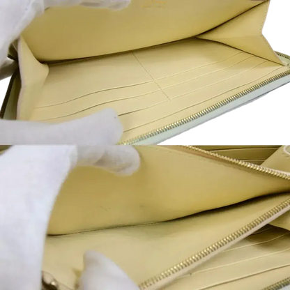 CELINE Logo Around Zipper Long Wallet – Light Green Leather