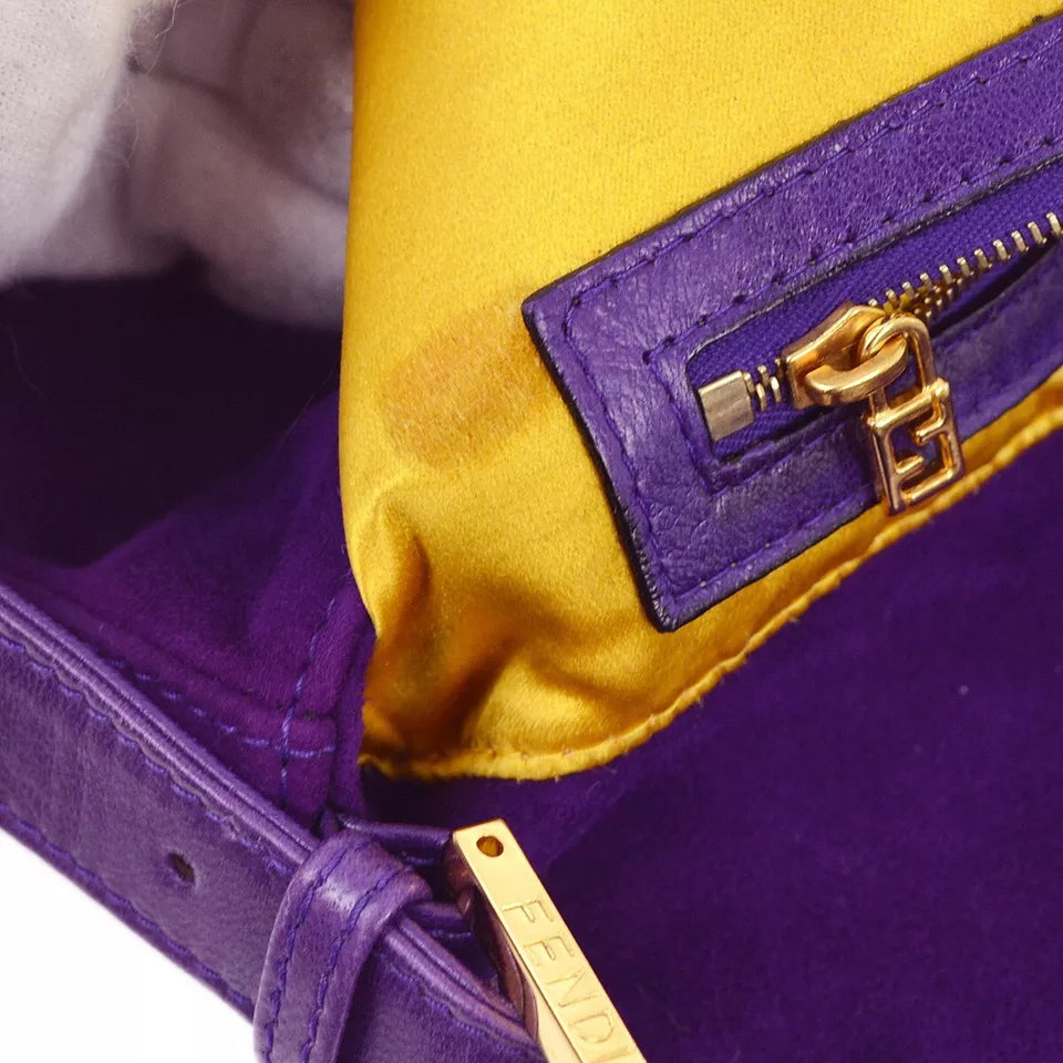 Fendi Purple Suede Baguette Handbag