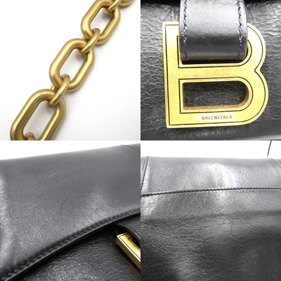 BALENCIAGA Shoulder Bag chain GHW leather Black Used Women