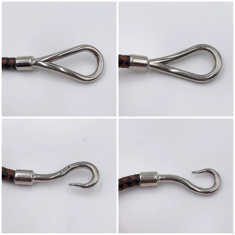 Hermès Double Jumbo SV Bracelet in Silver/Black-Brown Braided Leather