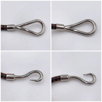 Hermès Double Jumbo SV Bracelet in Silver/Black-Brown Braided Leather