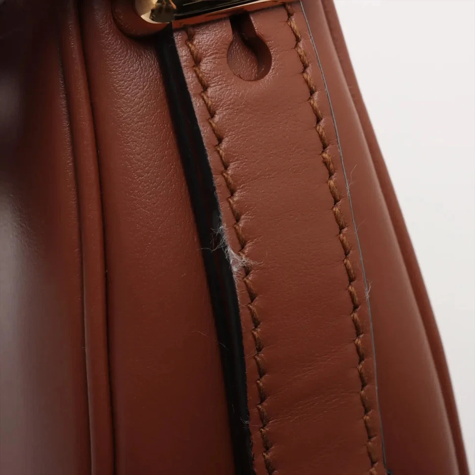 Prada Arke Leather 2 Way Shoulder Bag Brown