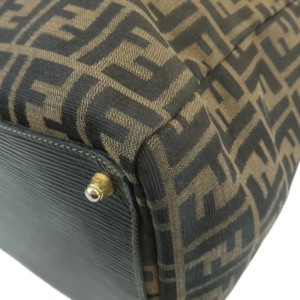 FENDI Zucca Canvas Leather Boston Bag