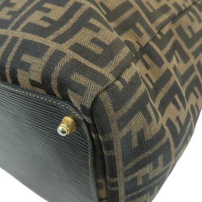 FENDI Zucca Canvas Leather Boston Bag