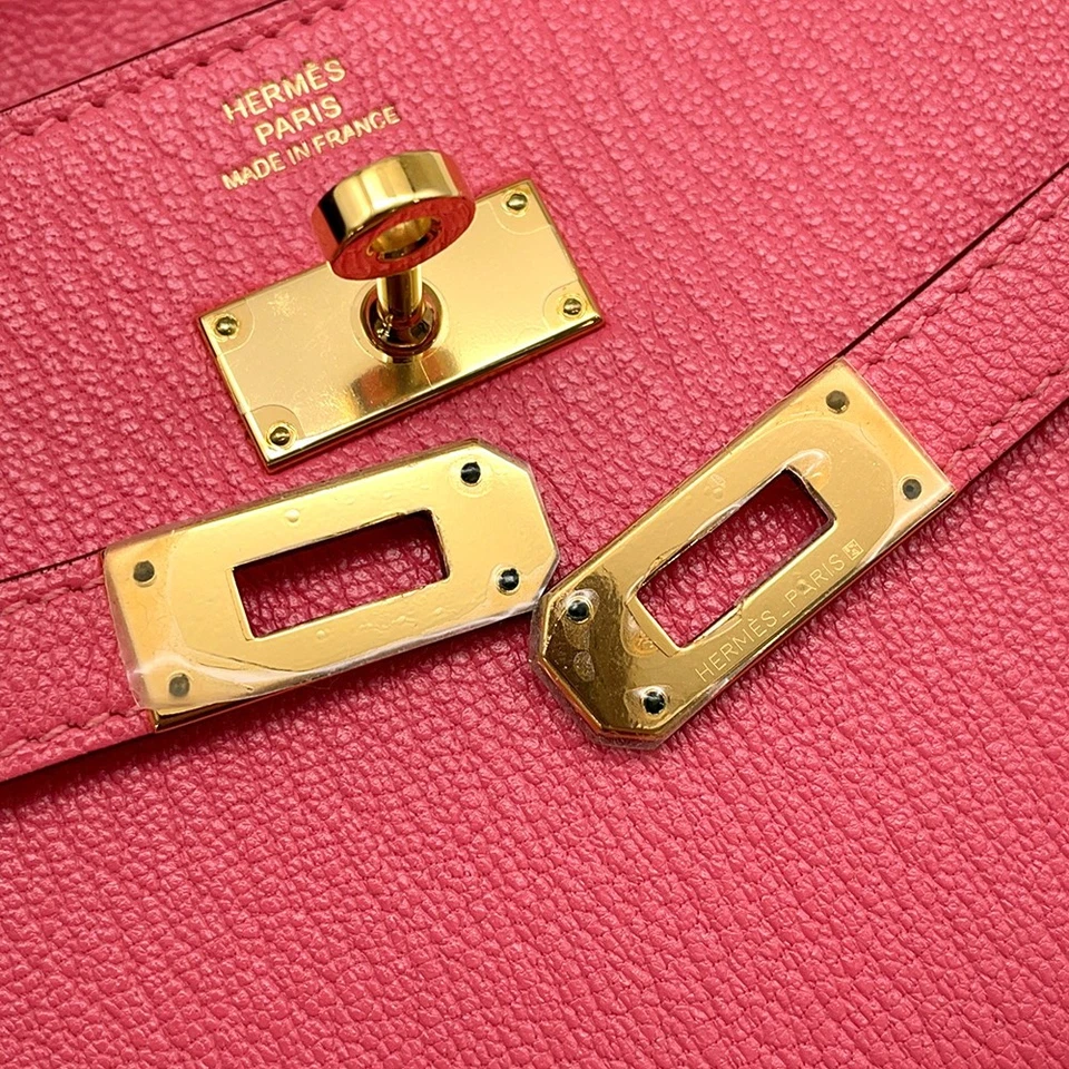 HERMES Kelly Wallet Long Chevre Myzore Goatskin Rose Lipstick