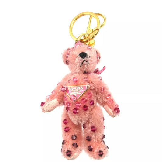 PRADA Bear Rhinestone Charm Key Holder – Pink Acrylic