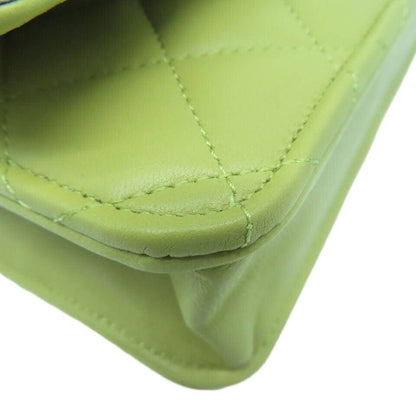 CHANEL Quilted CC GHW Chain Shoulder 2 Way Bag Lambskin Leather Green