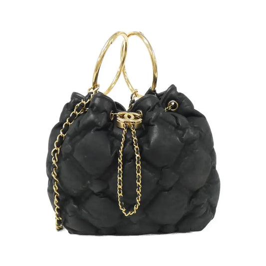 Authentic CHANEL Shoulder Bag in Black with Gold Hardware