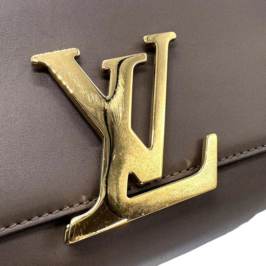 Auth LOUIS VUITTON Pochette Louise GM Chain Shoulder Bag Khaki/Gold