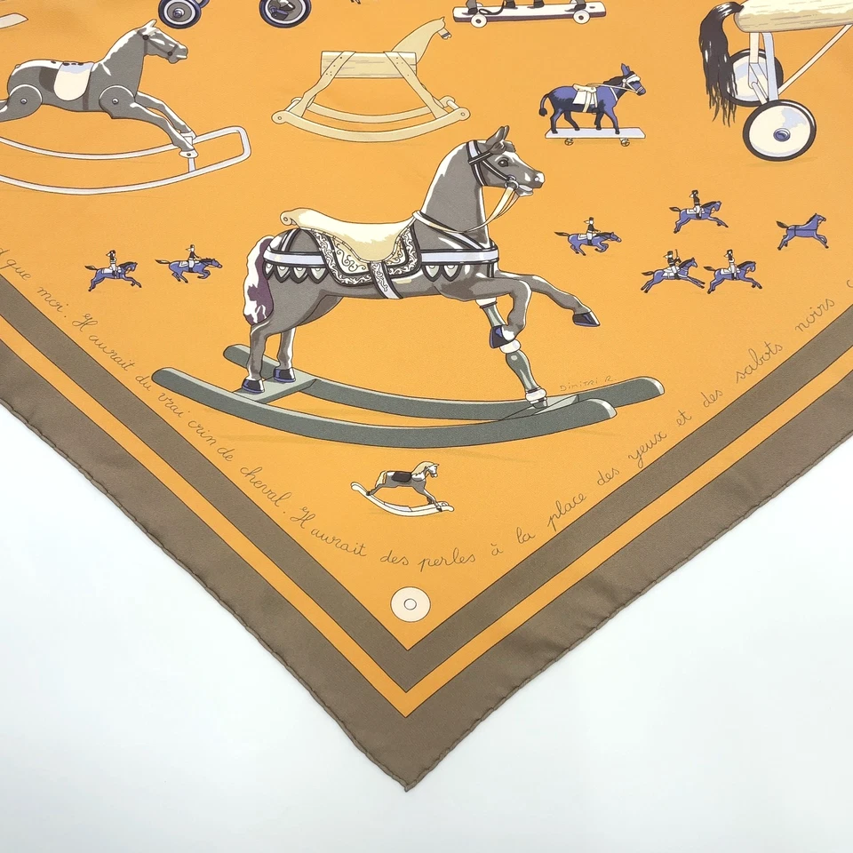 Hermès Carré 90 “Raconte-moi Le Cheval” Silk Scarf in Beige x Multicolor
