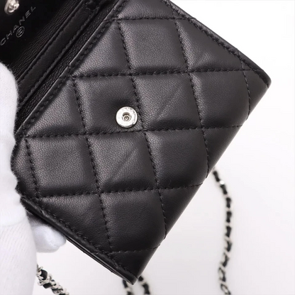 Chanel Matelassé Lambskin Chain Shoulder Bag / Coin Purse in Black with Gold-Tone Hardware