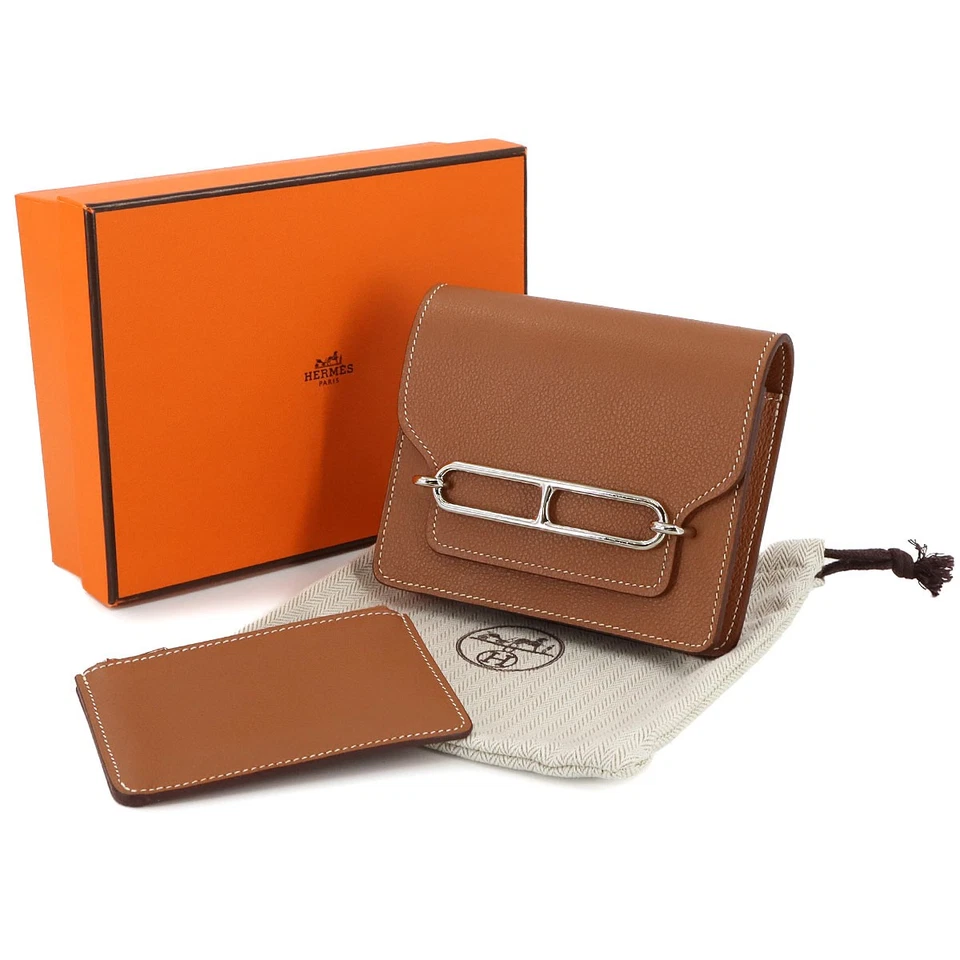 HERMES Roulis Slim Wallet Ever Color Brown U Purse