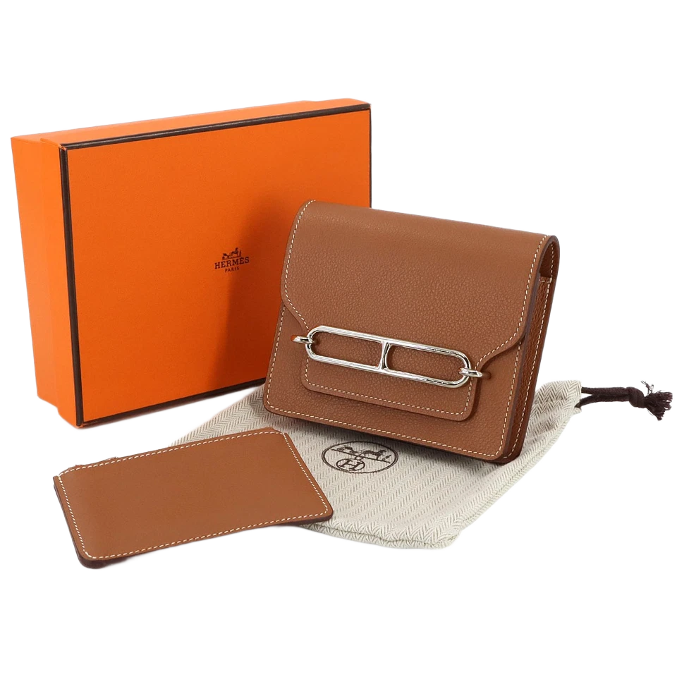 HERMES Roulis Slim Wallet Ever Color Brown U Purse
