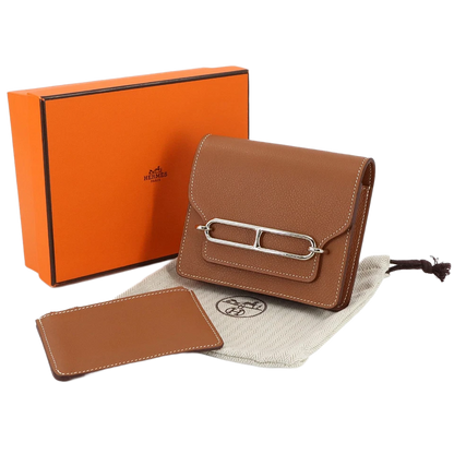 HERMES Roulis Slim Wallet Ever Color Brown U Purse