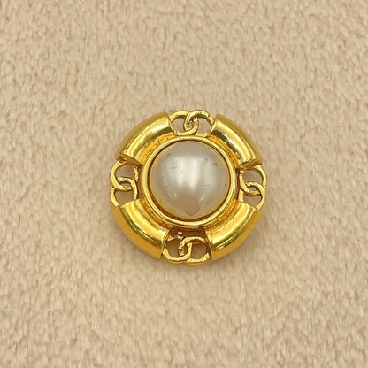 Chanel Coco Faux Pearl Earrings in Gold-Tone Metal (29 Engraved)