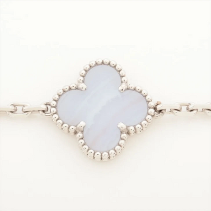 Van Cleef & Arpels Vintage Alhambra 5P Chalcedony Bracelet 750(WG) 11.4g