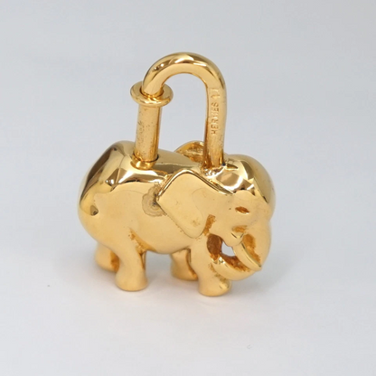 Hermès Elephant Motif Cadena Lock Bag Charm in Gold