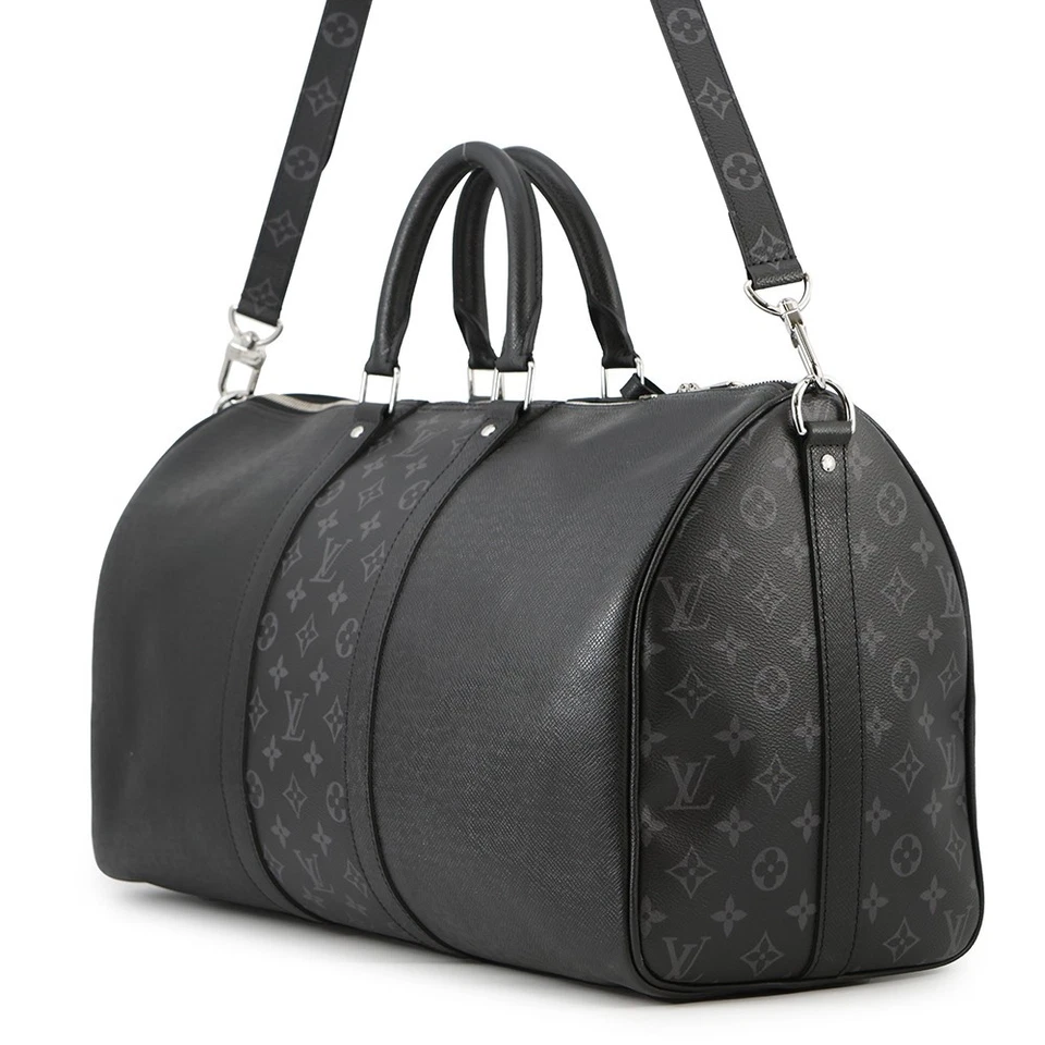 Louis Vuitton Taigarama Keepall Bandoulière 50 in Noir Taiga & Monogram Eclipse
