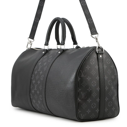 Louis Vuitton Taigarama Keepall Bandoulière 50 in Noir Taiga & Monogram Eclipse