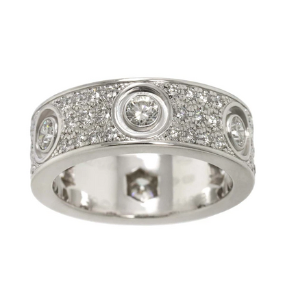 Cartier Love Pave Diamond Ring 18K WG 750 size48 4-4.5(US)